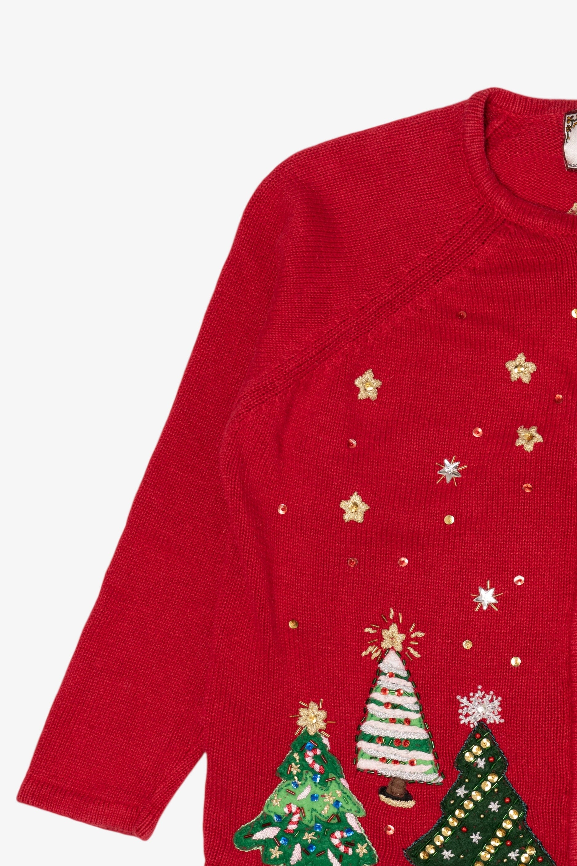 Vintage Red Tiara International Trees Ugly Christmas Cardigan (2000s)