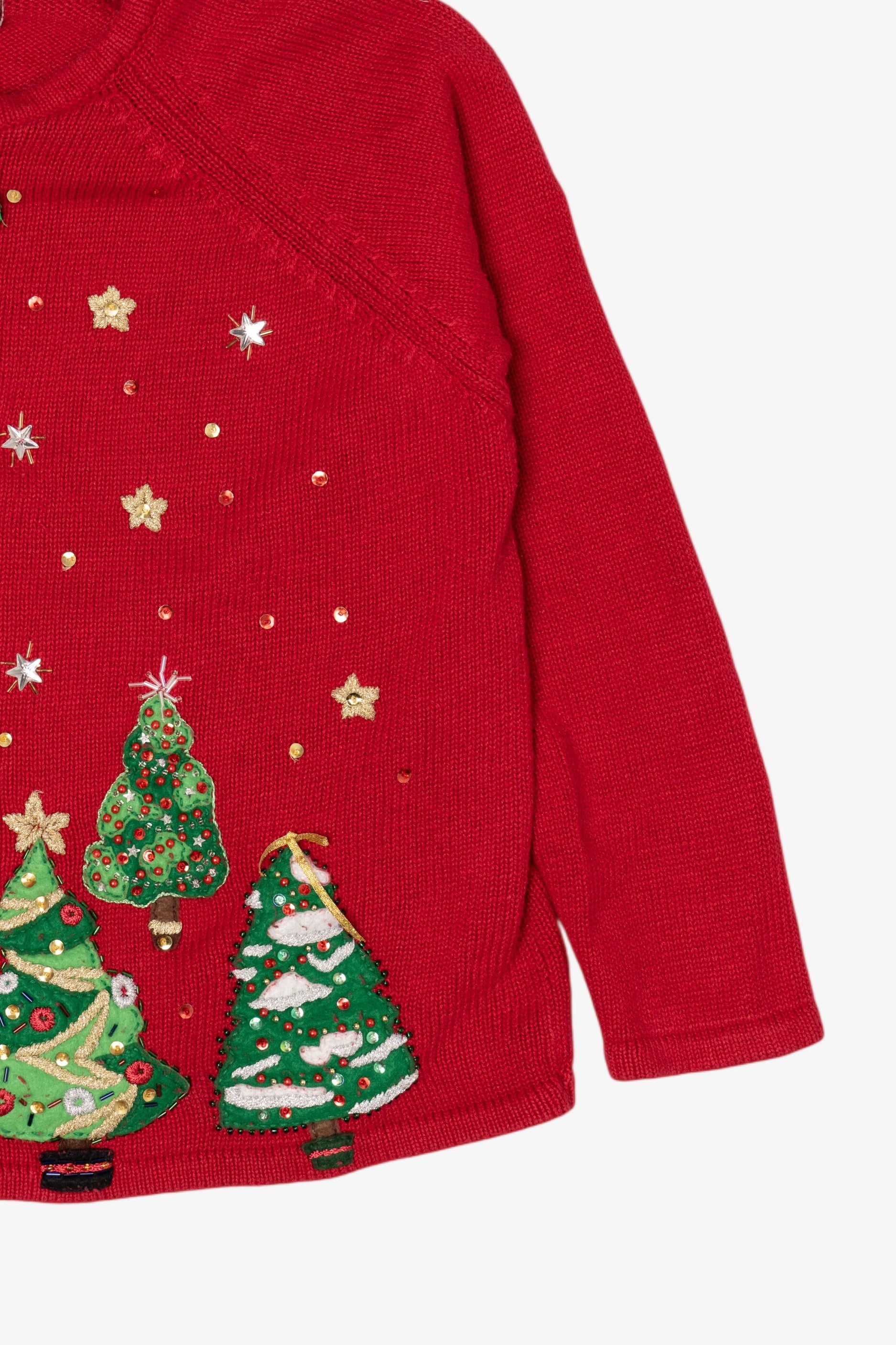 Vintage Red Tiara International Trees Ugly Christmas Cardigan (2000s)