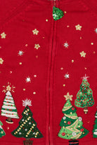 Vintage Red Tiara International Trees Ugly Christmas Cardigan (2000s)
