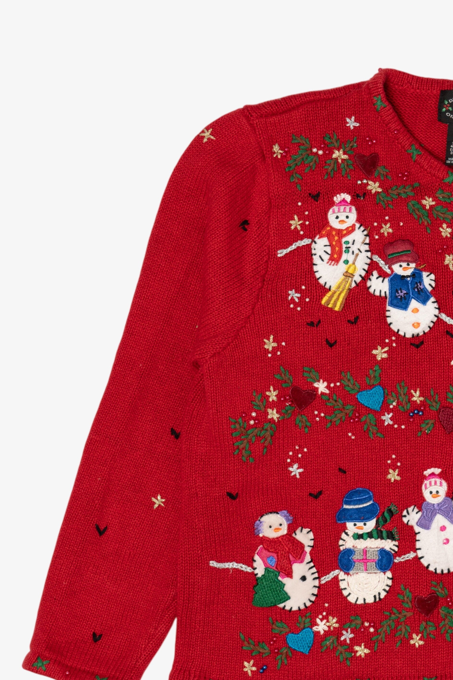 Vintage Red Designers Originals Studio Snowmen Christmas Cardigan (1990s)