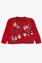 Vintage Red Designers Originals Studio Snowmen Christmas Cardigan (1990s)