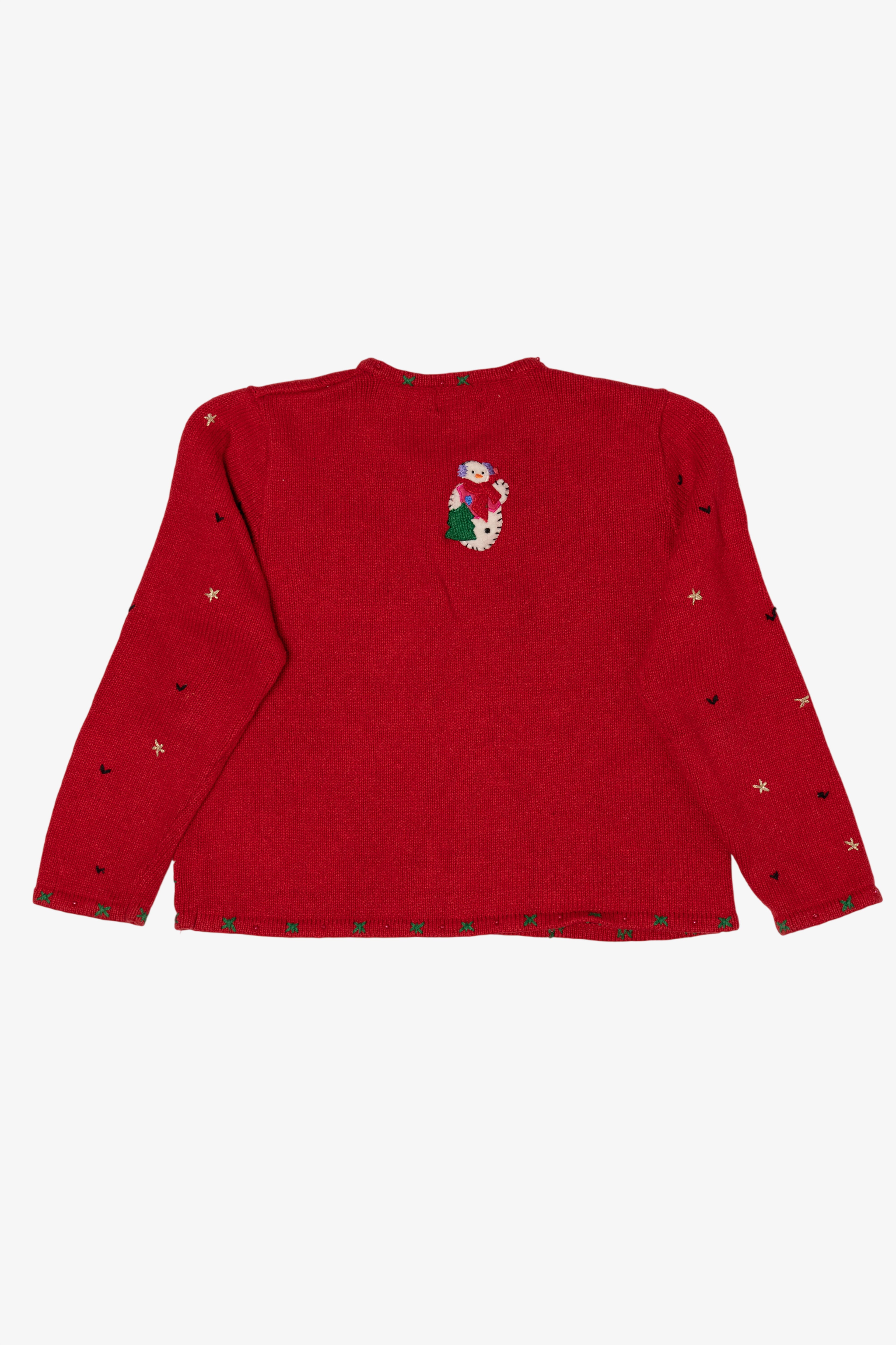 Vintage Red Designers Originals Studio Snowmen Christmas Cardigan (1990s)