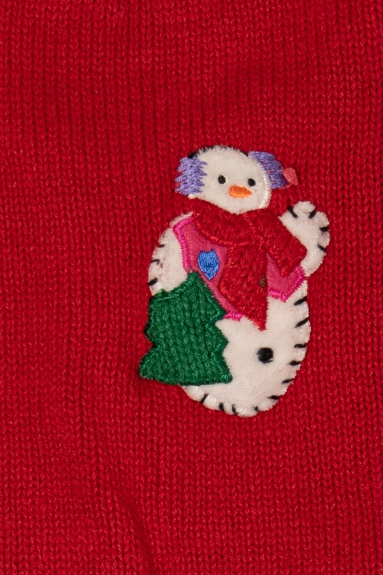 Vintage Red Designers Originals Studio Snowmen Christmas Cardigan (1990s)