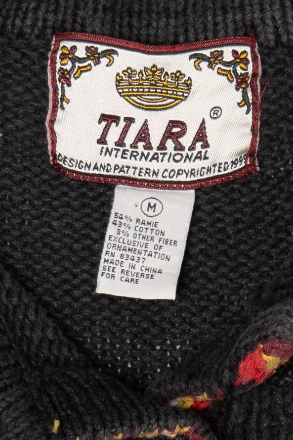 Vintage Black Tiara International Presents Ugly Christmas Cardigan (1990s)
