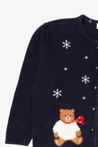 Vintage Navy Blue Crystal Kobe Bears Ugly Christmas Cardigan (1990s)