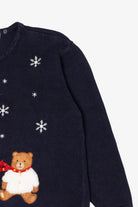 Vintage Navy Blue Crystal Kobe Bears Ugly Christmas Cardigan (1990s)