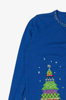 Vintage Y2k Lightweight Blue Designers Originals Santa Ugly Christmas Cardigan (2000s)