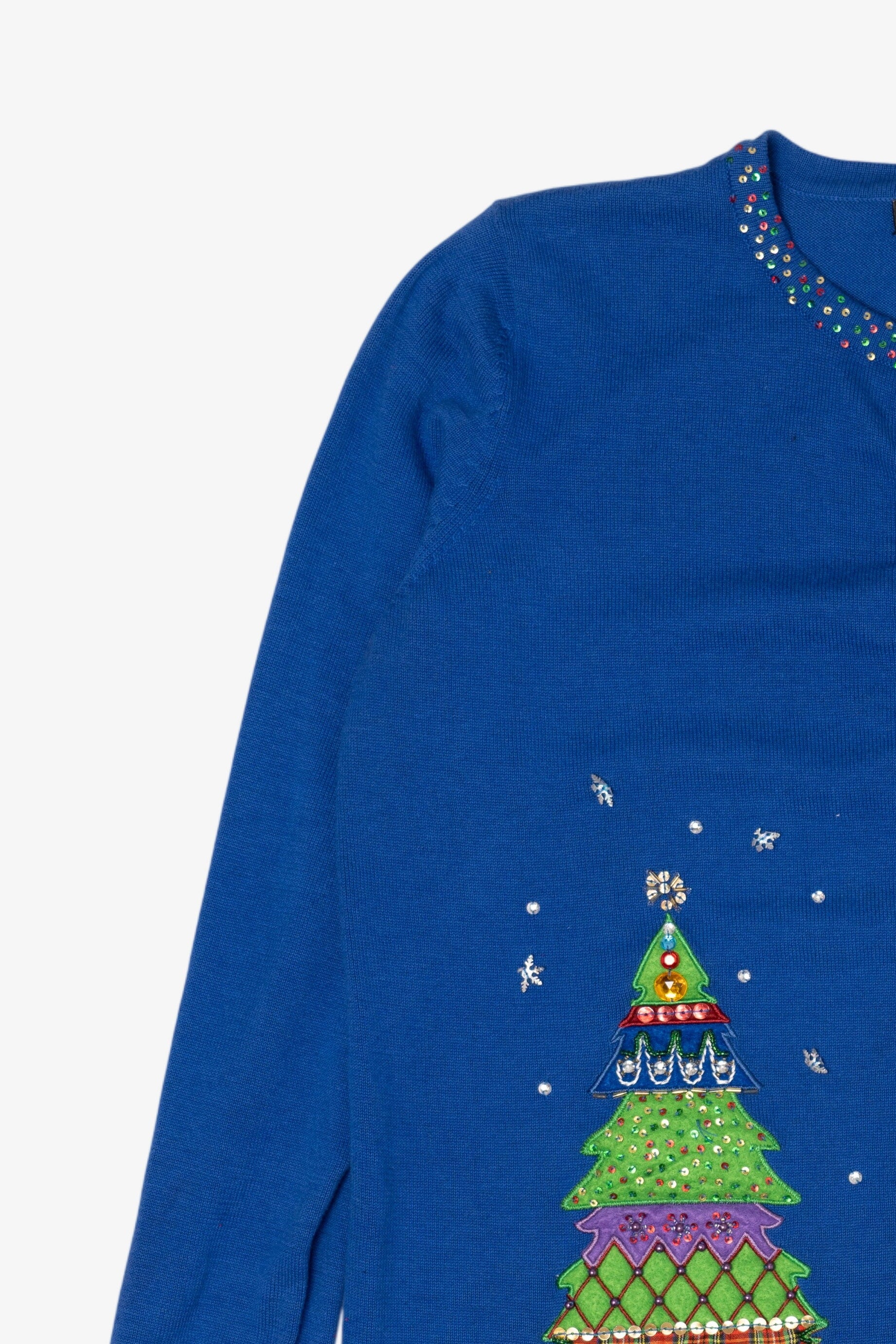 Vintage Y2k Lightweight Blue Designers Originals Santa Ugly Christmas Cardigan (2000s)
