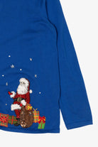 Vintage Y2k Lightweight Blue Designers Originals Santa Ugly Christmas Cardigan (2000s)