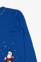 Vintage Y2k Lightweight Blue Designers Originals Santa Ugly Christmas Cardigan (2000s)