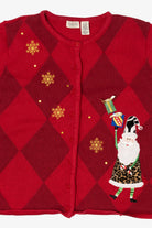 Vintage Red Classic Elements Santa Ugly Christmas Cardigan (1990s)