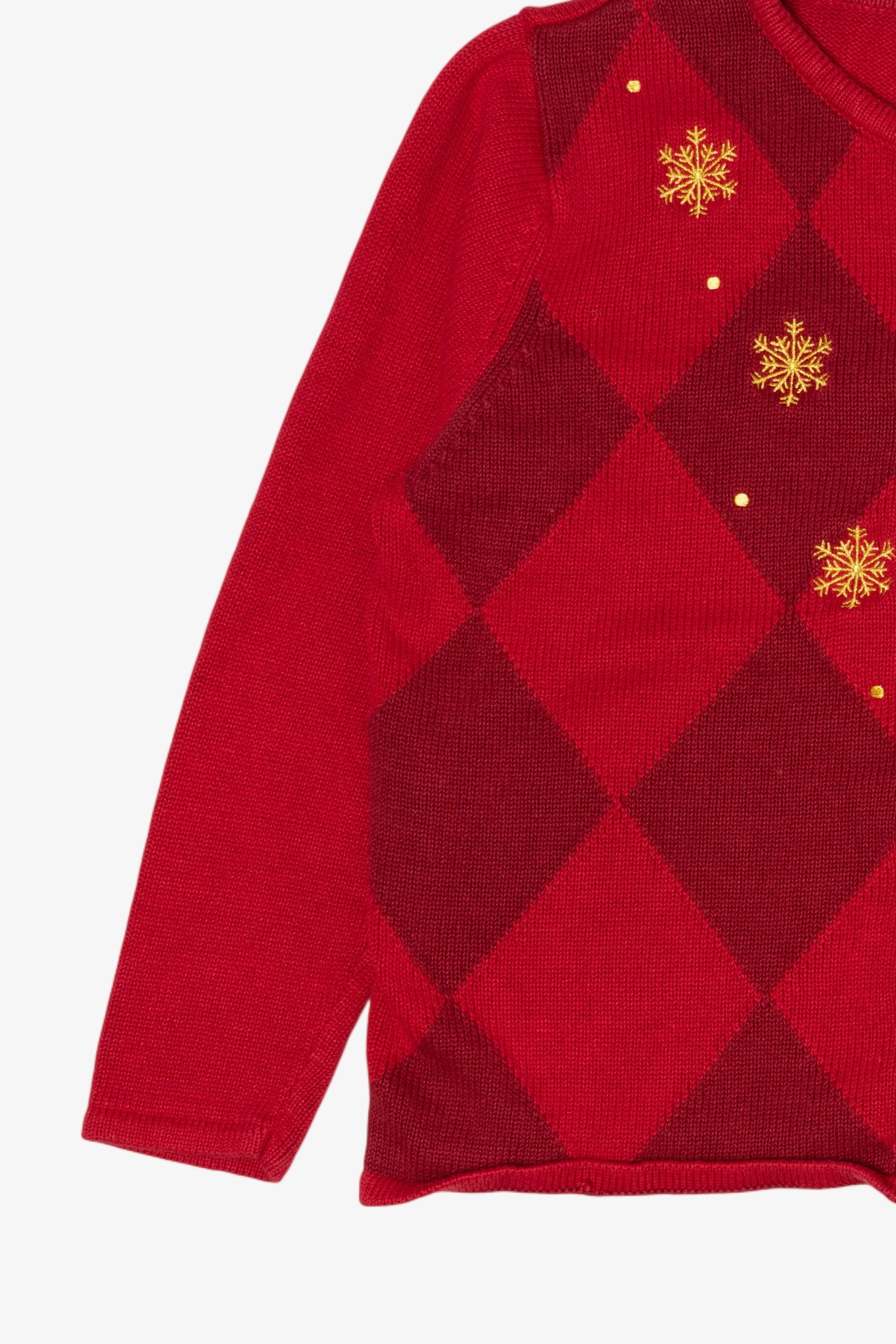 Vintage Red Classic Elements Santa Ugly Christmas Cardigan (1990s)