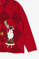 Vintage Red Classic Elements Santa Ugly Christmas Cardigan (1990s)