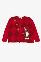 Vintage Red Classic Elements Santa Ugly Christmas Cardigan (1990s)