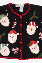 Vintage Black Nutcracker Santa Ugly Christmas Cardigan (1990s)