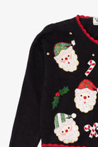Vintage Black Nutcracker Santa Ugly Christmas Cardigan (1990s)