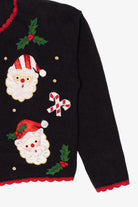 Vintage Black Nutcracker Santa Ugly Christmas Cardigan (1990s)