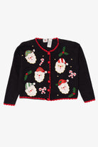 Vintage Black Nutcracker Santa Ugly Christmas Cardigan (1990s)