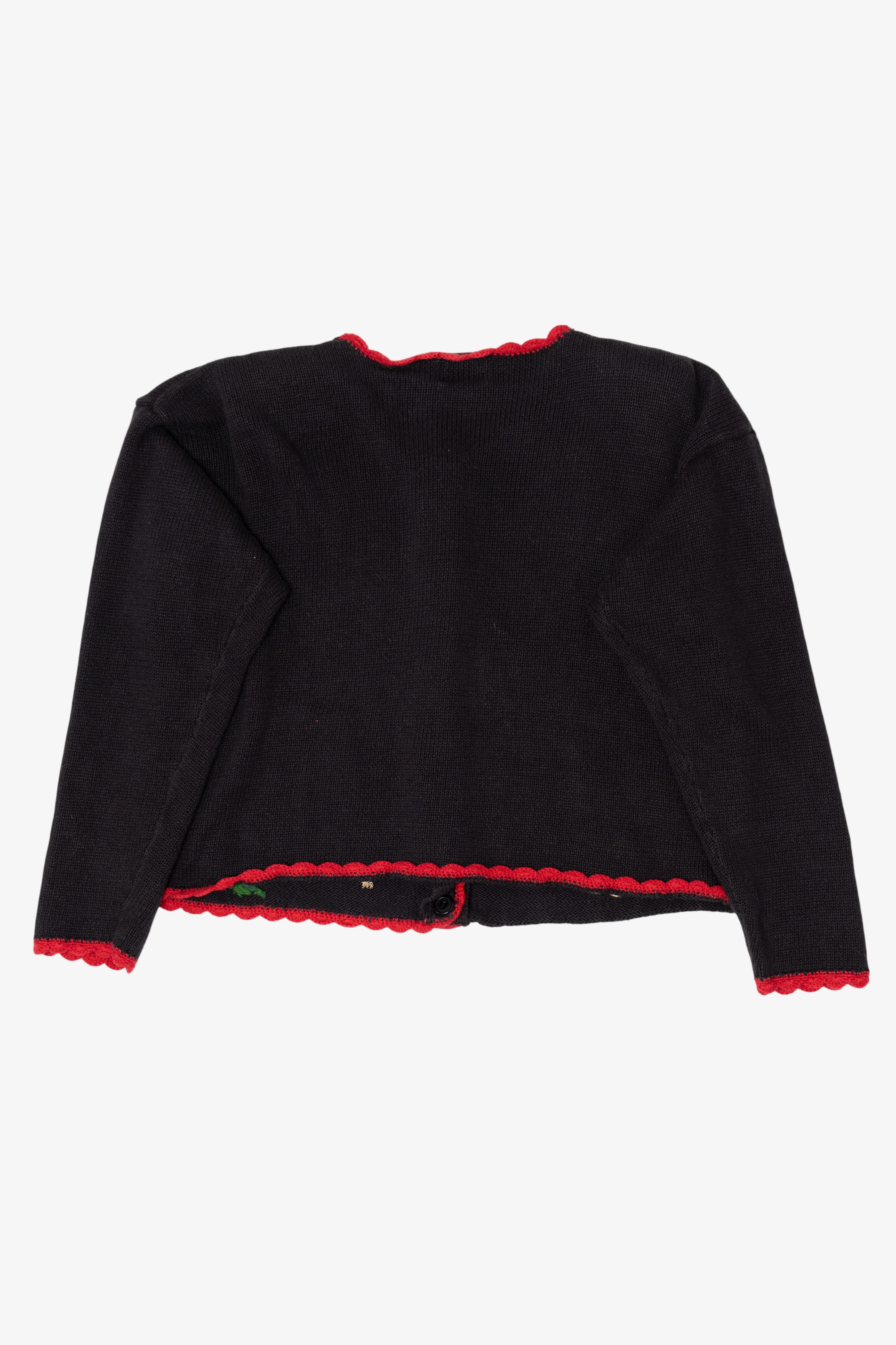 Vintage Black Nutcracker Santa Ugly Christmas Cardigan (1990s)
