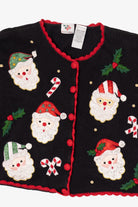 Vintage Black Nutcracker Santa Ugly Christmas Cardigan (1990s)