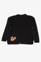 Vintage Black Basic Editions Cat By Fireplace Ugly Christmas Cardigan (1990s)