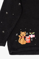 Vintage Black Basic Editions Cat By Fireplace Ugly Christmas Cardigan (1990s)
