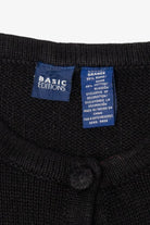 Vintage Black Basic Editions Cat By Fireplace Ugly Christmas Cardigan (1990s)