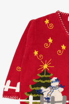 Vintage Red Quacker Factory Snowmen Ugly Christmas Cardigan (1990s)