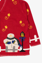 Vintage Red Quacker Factory Snowmen Ugly Christmas Cardigan (1990s)