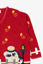 Vintage Red Quacker Factory Snowmen Ugly Christmas Cardigan (1990s)