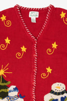 Vintage Red Quacker Factory Snowmen Ugly Christmas Cardigan (1990s)
