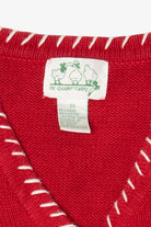 Vintage Red Quacker Factory Snowmen Ugly Christmas Cardigan (1990s)
