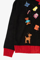 Vintage Black Karen Scott Santa With Presents Ugly Christmas Cardigan (1990s)