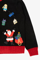 Vintage Black Karen Scott Santa With Presents Ugly Christmas Cardigan (1990s)