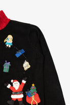 Vintage Black Karen Scott Santa With Presents Ugly Christmas Cardigan (1990s)