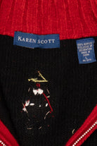 Vintage Black Karen Scott Santa With Presents Ugly Christmas Cardigan (1990s)