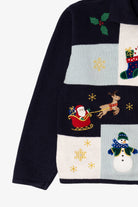 Vintage Black Crystal Kobe Snowmen Ugly Christmas Cardigan (1990s)