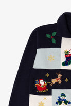 Vintage Black Crystal Kobe Snowmen Ugly Christmas Cardigan (1990s)
