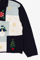 Vintage Black Crystal Kobe Snowmen Ugly Christmas Cardigan (1990s)