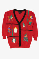 Vintage Red Work in Progress Ugly Christmas Cardigan (1990s)
