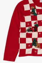 Vintage Red Checkered Dress Barn Ugly Christmas Cardigan (2000s)