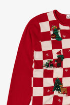 Vintage Red Checkered Dress Barn Ugly Christmas Cardigan (2000s)
