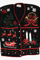 Vintage Black SASSON Ugly Christmas Cardigan (1990s)
