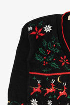 Vintage Black SASSON Ugly Christmas Cardigan (1990s)