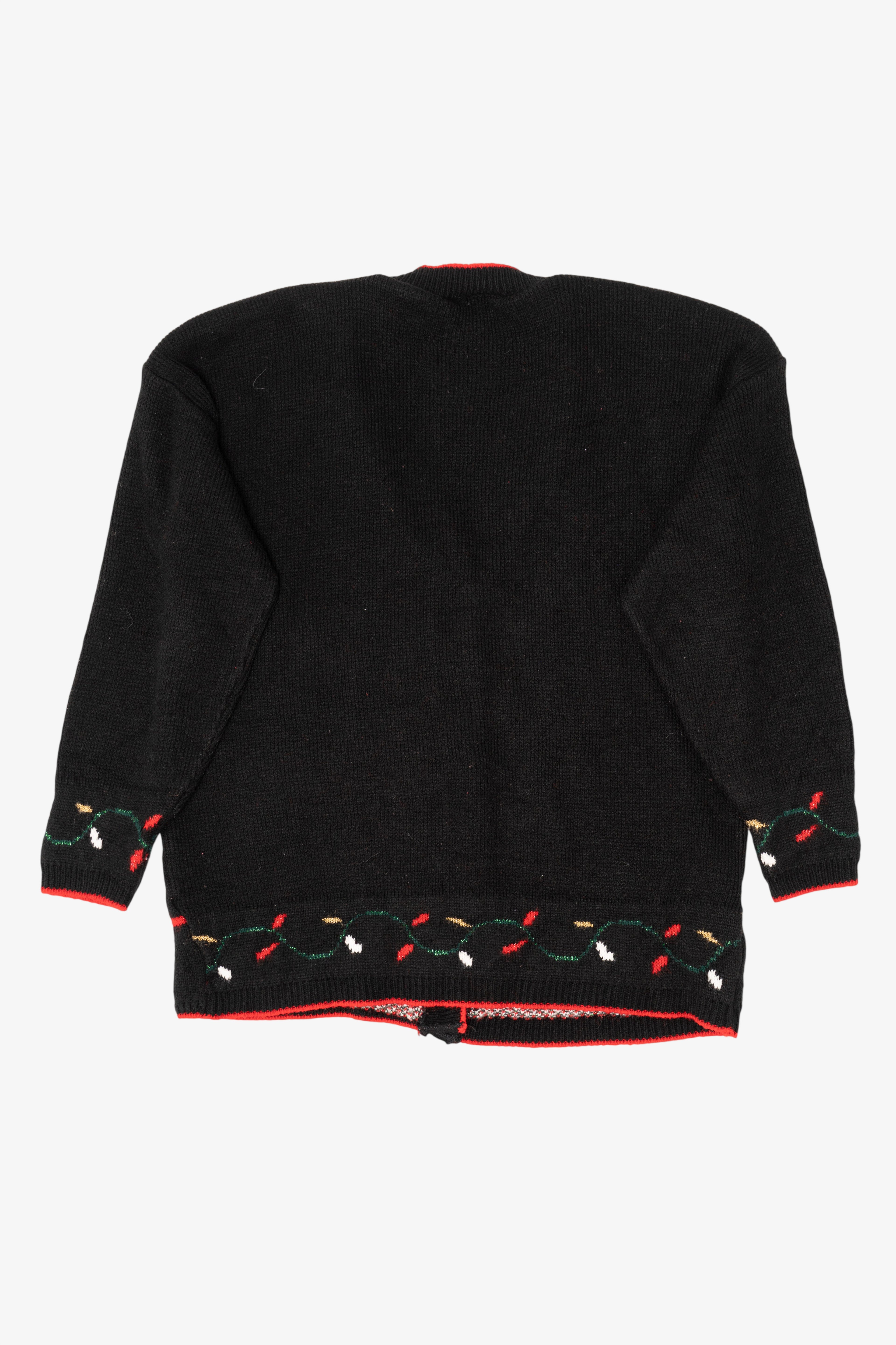 Vintage Black SASSON Ugly Christmas Cardigan (1990s)