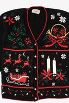 Vintage Black SASSON Ugly Christmas Cardigan (1990s)