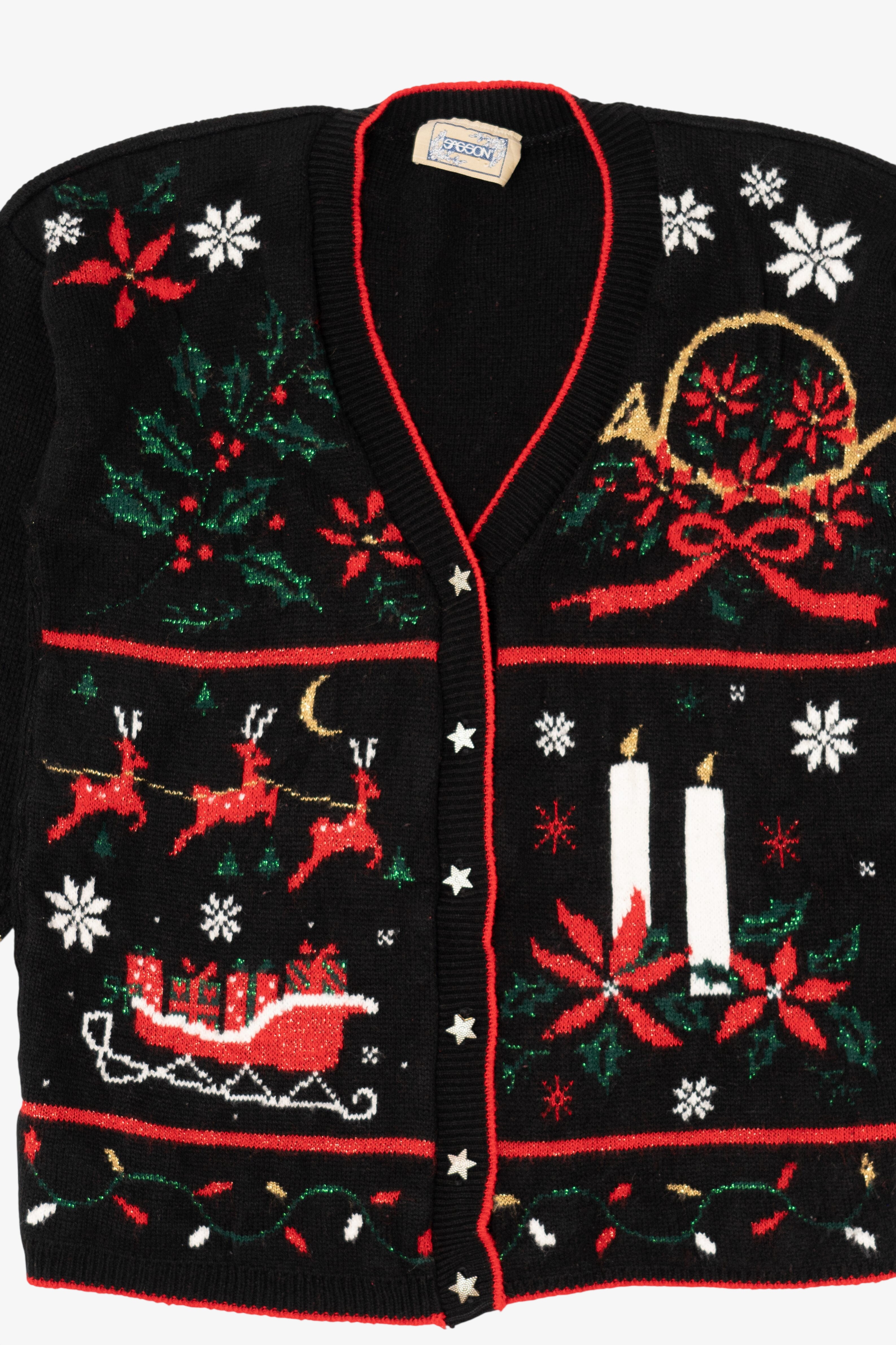 Vintage Black SASSON Ugly Christmas Cardigan (1990s)