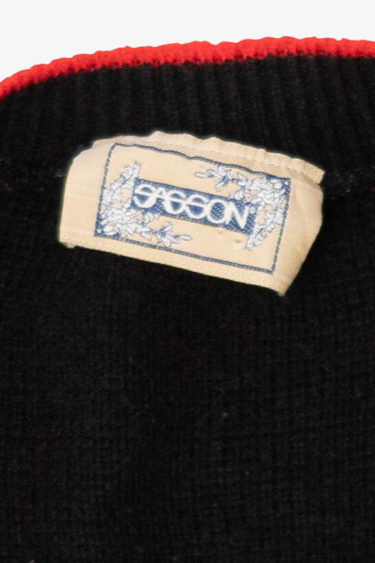 Vintage Black SASSON Ugly Christmas Cardigan (1990s)