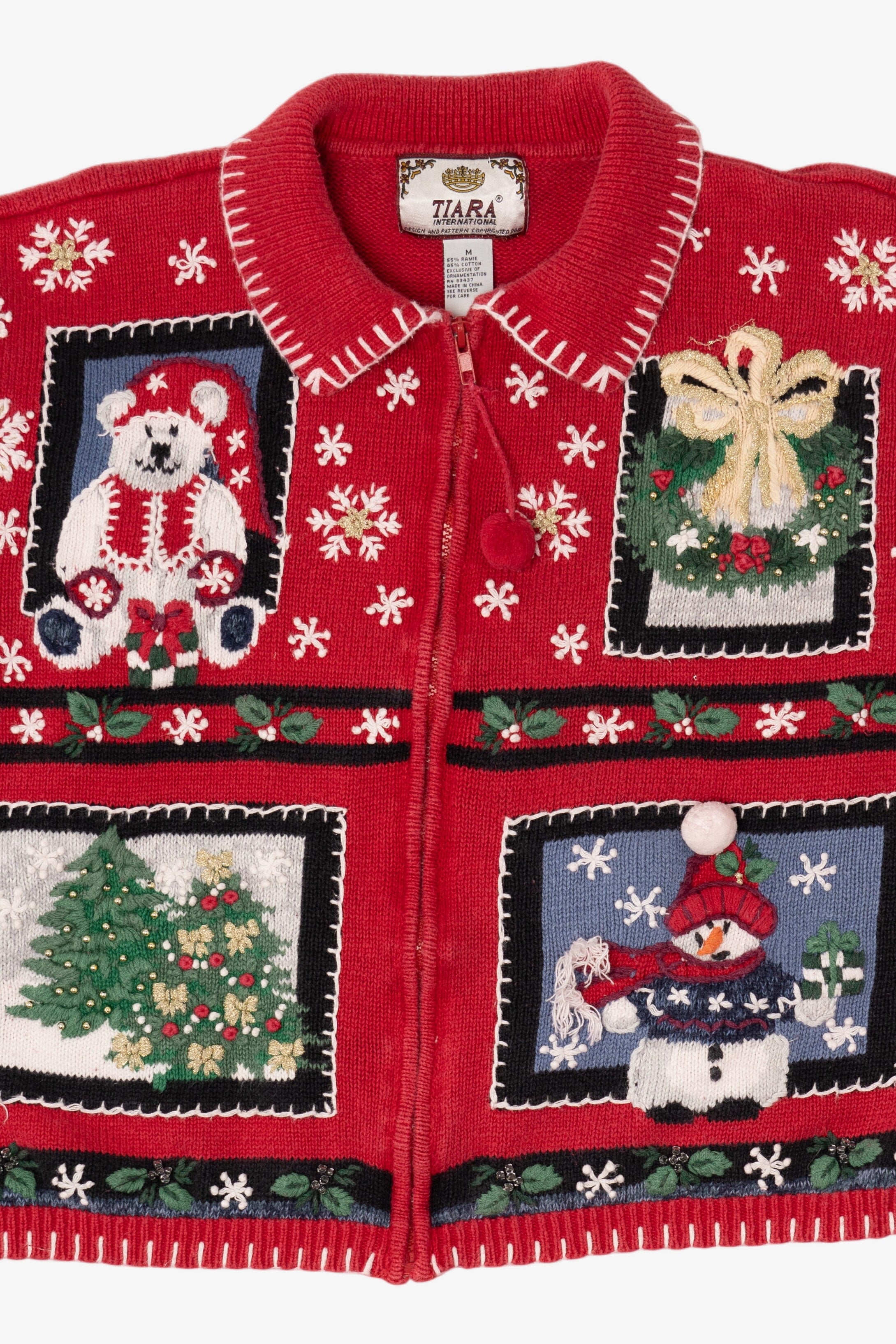 Vintage Red Tiara International Ugly Christmas Cardigan (2000s)