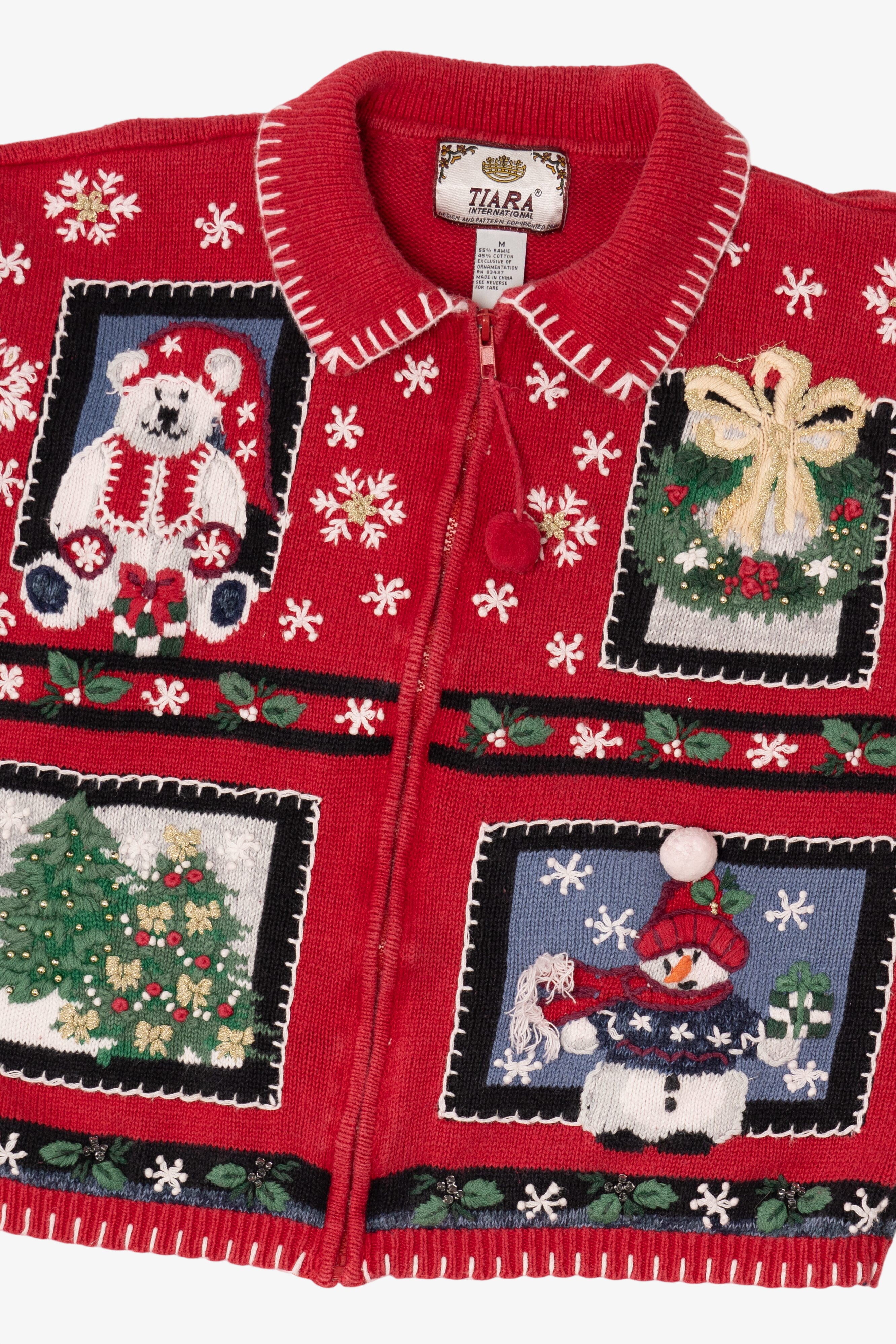 Vintage Red Tiara International Ugly Christmas Cardigan (2000s)